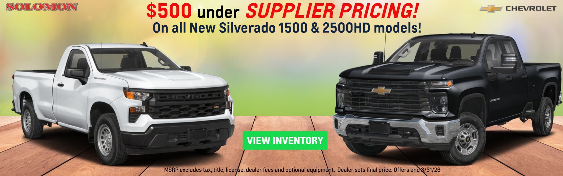 $500 below supplier pricing!