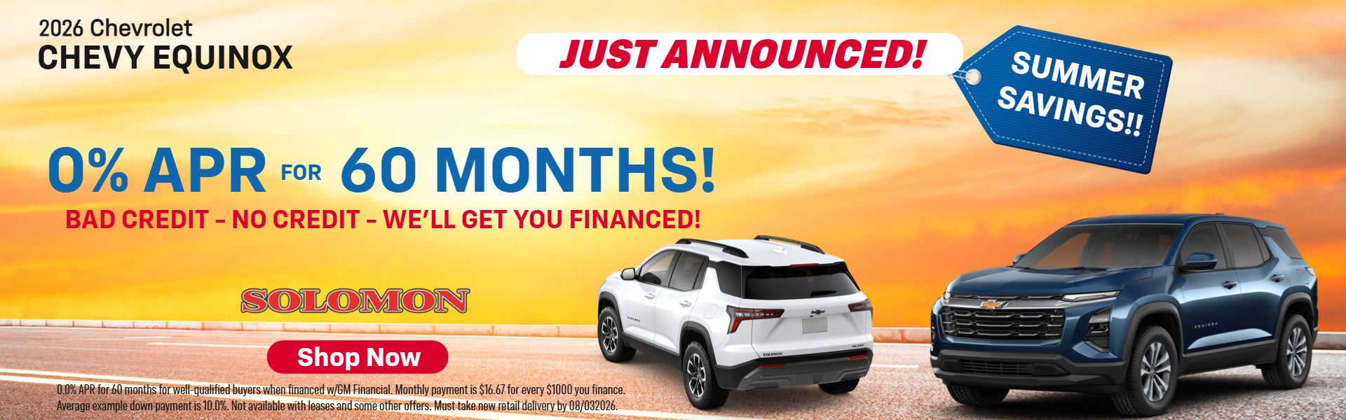 0% APR FOR 60 MONTHS!
